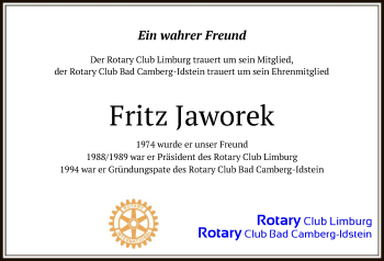 Traueranzeige von Fritz Jaworek von FNP
