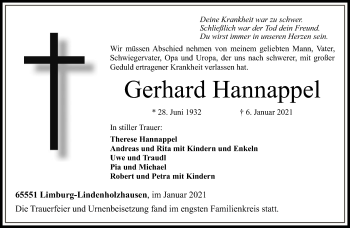 Traueranzeige von Gerhard Hannappel von FNP