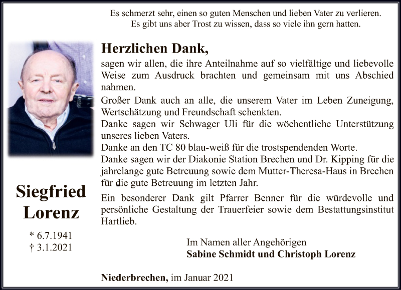 Traueranzeigen von Siegfried Lorenz trauerrheinmain.de