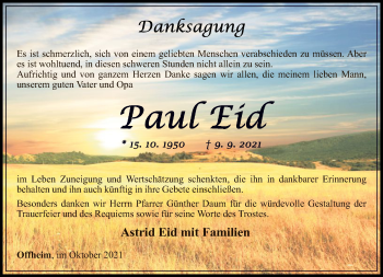 Traueranzeige von Paul Eid von FNP