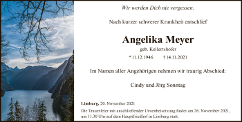 Traueranzeige von Angelika Meyer von FNP