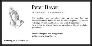 Traueranzeige von Peter Bayer von FNP