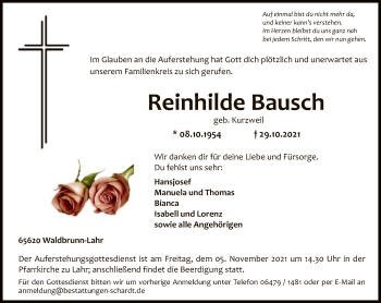 Traueranzeige von Reinhilde Bausch von FNP