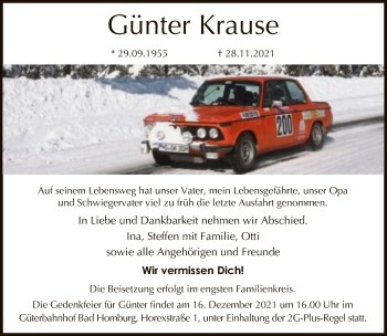 Traueranzeige von Günter Krause von FNP