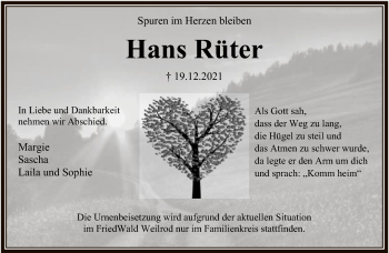 Traueranzeige von Hans Rüter von FNP