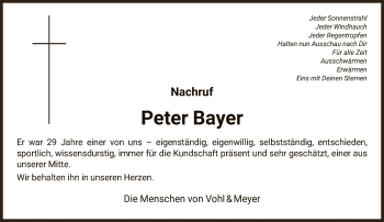 Traueranzeige von Peter Bayer von FNP