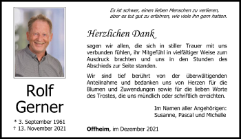 Traueranzeige von Rolf Gerner von FNP