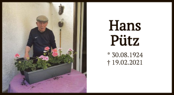 Traueranzeige von Hans Pütz von FNP