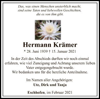 Traueranzeige von Hermann Krämer von FNP