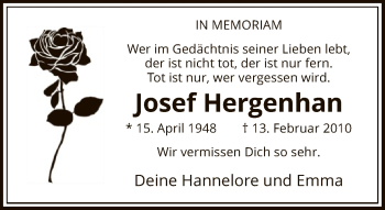 Traueranzeige von Josef Hergenhan von FNP