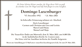 Traueranzeige von Domingo Luxenburger von FNP