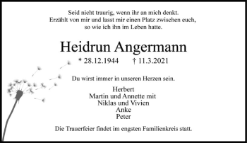 Traueranzeige von Heidrun Angermann von FNP