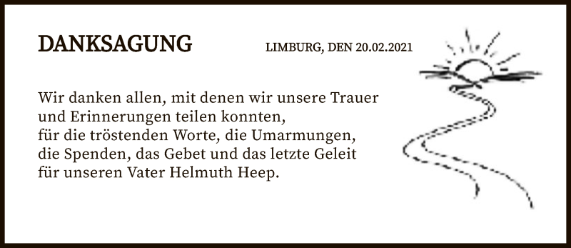  Traueranzeige für Helmut Heep vom 02.03.2021 aus FNP