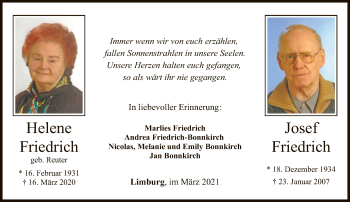 Traueranzeige von Josef Friedrich von FNP