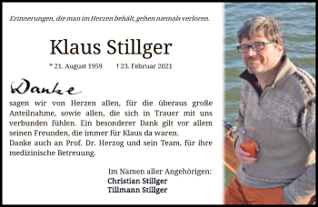 Traueranzeige von Klaus Stillger von FNP
