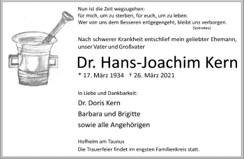 Traueranzeige von Hans-Joachim Kern von FNP