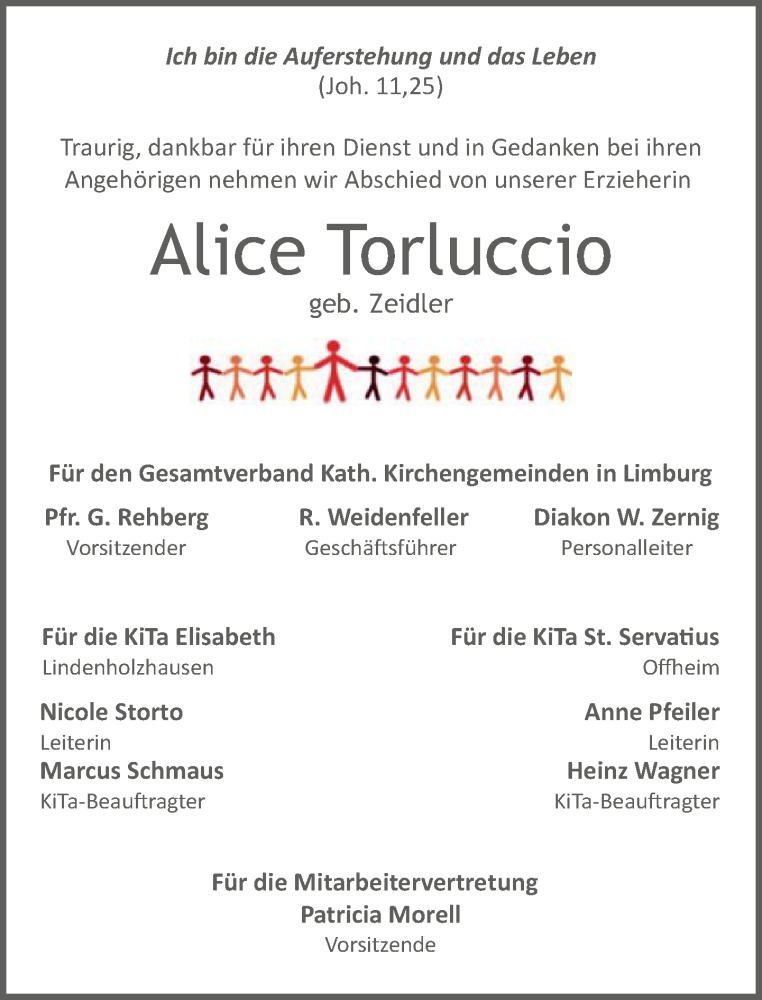  Traueranzeige für Alice Torluccio vom 29.05.2021 aus FNP