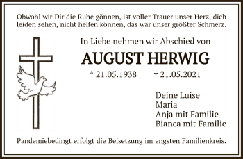 Traueranzeige von August Herwig von FNP