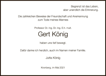 Traueranzeige von Gert König von FNP