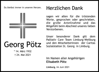 Traueranzeige von Georg Pötz von FNP