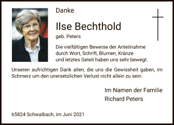 Traueranzeige von Ilse Bechthold von FNP