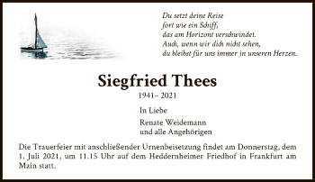 Traueranzeige von Siegfried Thees von FNP