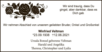 Traueranzeige von Winfried Veltmann von FNP