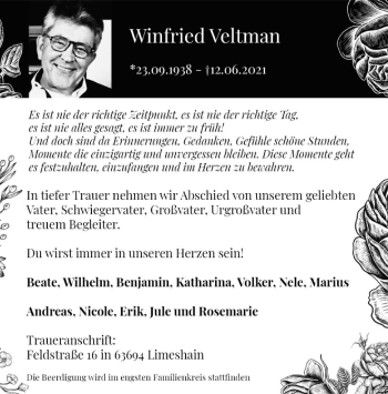 Traueranzeige von Winfried Veltmann von FNP