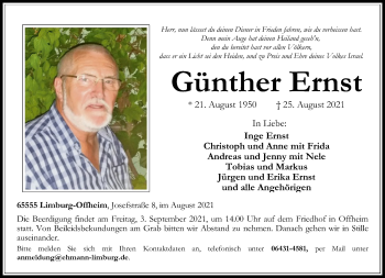 Traueranzeige von Günther Ernst von FNP