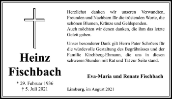 Traueranzeige von Heinz Fischbach von FNP