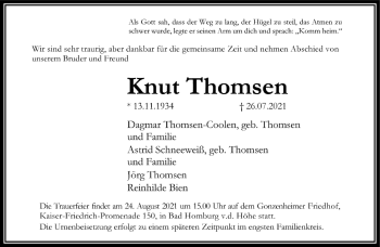 Traueranzeige von Knut Thomsen von FNP