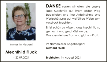 Traueranzeige von Mechthild Fluck von FNP