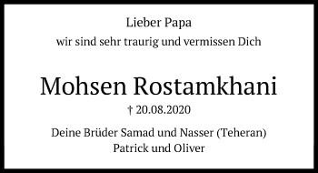 Traueranzeige von Mohsen Rostamkhani von FNP