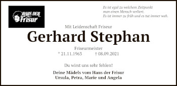 Traueranzeige von Gerhard Stephan von FNP