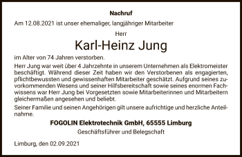 Traueranzeige von Karl-Heinz Jung von FNP