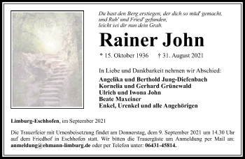 Traueranzeige von Rainer John von FNP