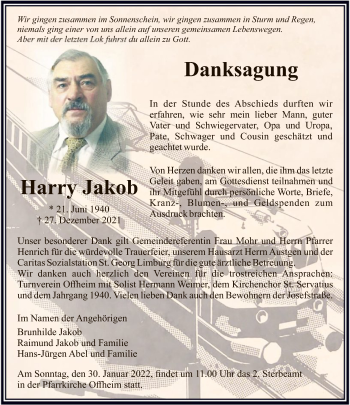 Traueranzeige von Harry Jakob von FNP