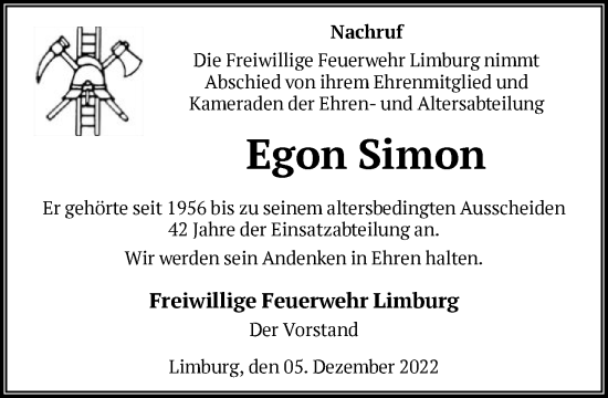 Traueranzeige von Egon Simon von FNP