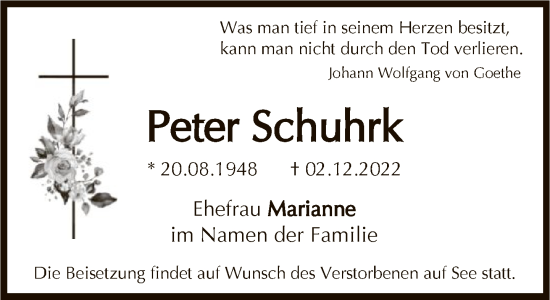 Traueranzeige von Peter Schuhrk von FNP
