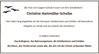 Traueranzeige von Christine Hartmüller-Scheibe von FNP