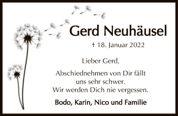 Traueranzeige von Gerd Neuhäusel von FNP