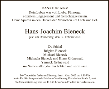Traueranzeige von Hans-Joachim Bieneck von FNP