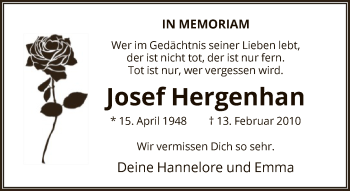 Traueranzeige von Josef Hergenhan von FNP