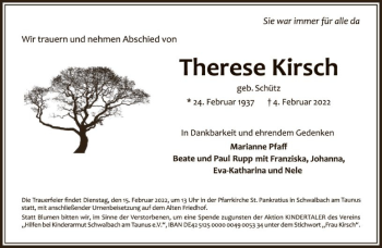Traueranzeige von Therese Kirsch von FNP