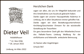 Traueranzeige von Dieter Veil von FNP