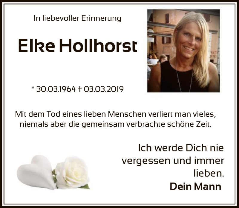  Traueranzeige für Elke Hollhorst vom 03.03.2022 aus FNP