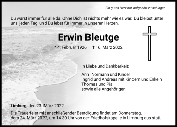 Traueranzeige von Erwin Bleutge von FNP