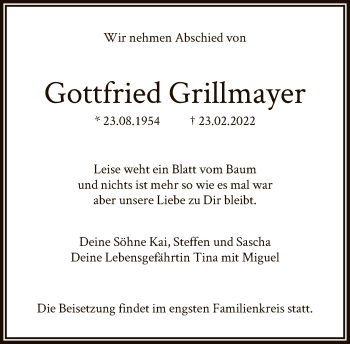 Traueranzeige von Gottfried Grillmayer von FNP