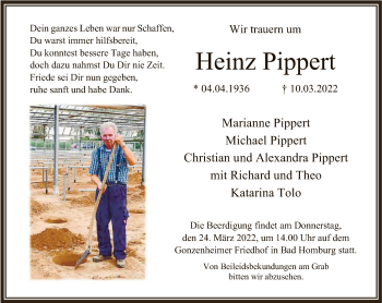 Traueranzeige von Heinz Pippert von FNP