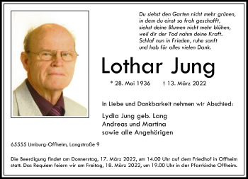 Traueranzeige von Lothar Jung von FNP